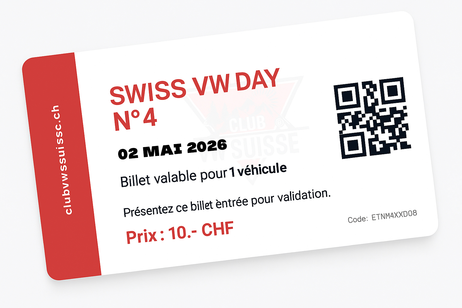 Billet entrée SWISS VW DAY N°4